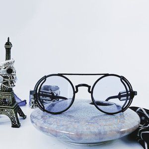 Brand New Vintage Black Steampunk Round Sunglasses: Embrace Unique Style!